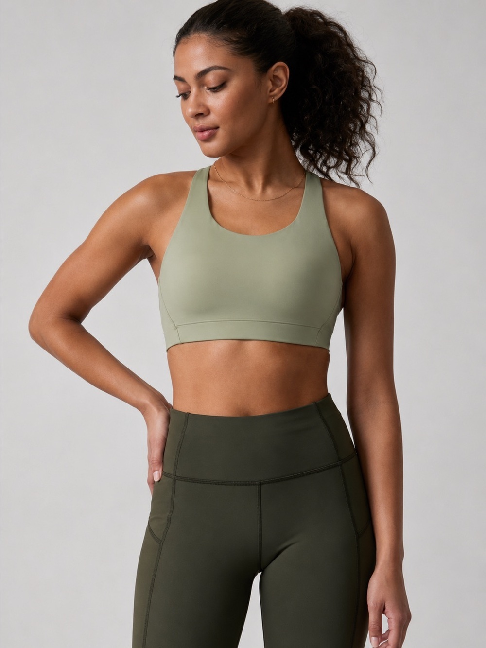 Athleta Advance High Impact Racerback Sports Bra 34D Green